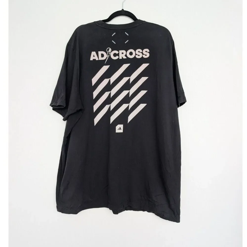 Adidas Adicross 3 Stripe Graphic Short Sleeve T-Shirt Sz 2XL Black White